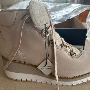 Cole Haan  Women's ZeroGrand City Lace Up Waterproof Wedge Hiker Boots